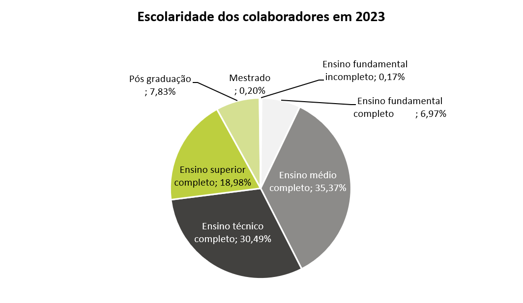Gráfico Escolaridade dos Colaboradores 2023